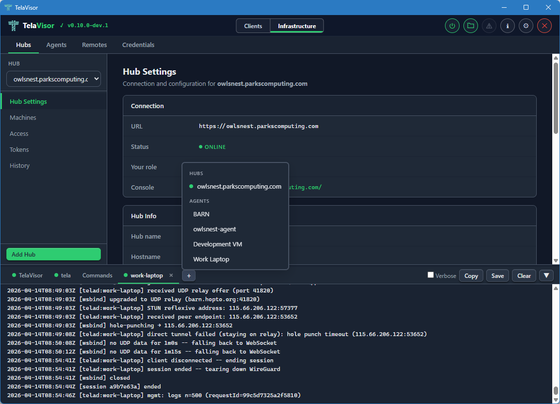Attach log source popover