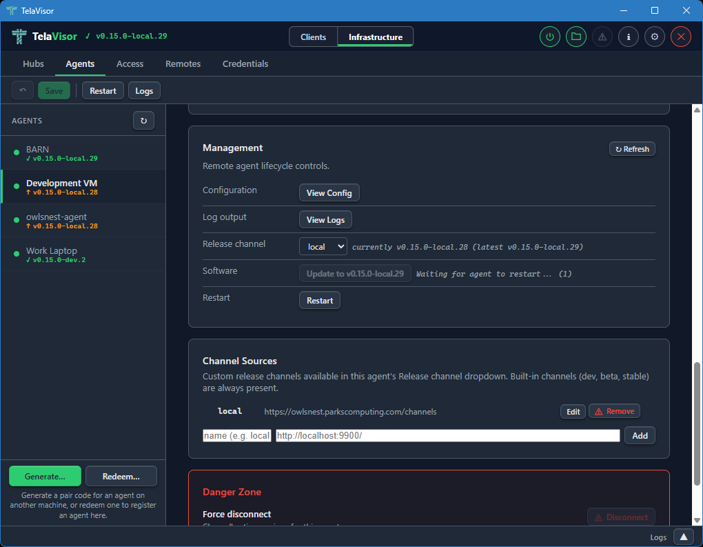 Agent detail after update