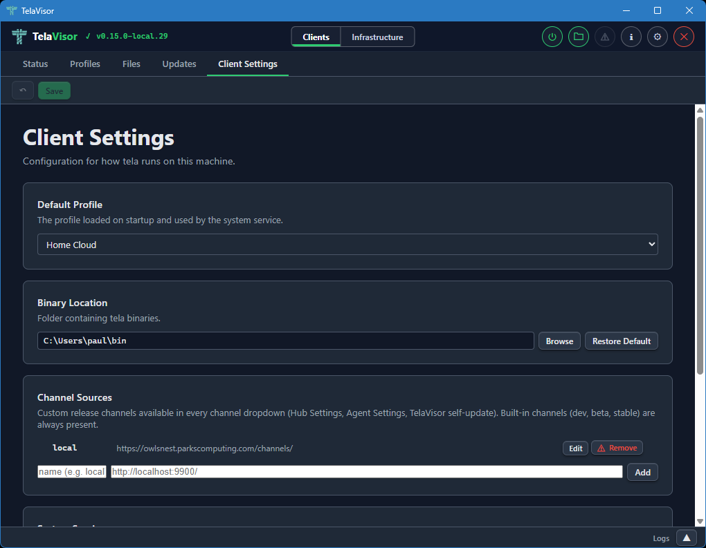 Client Settings