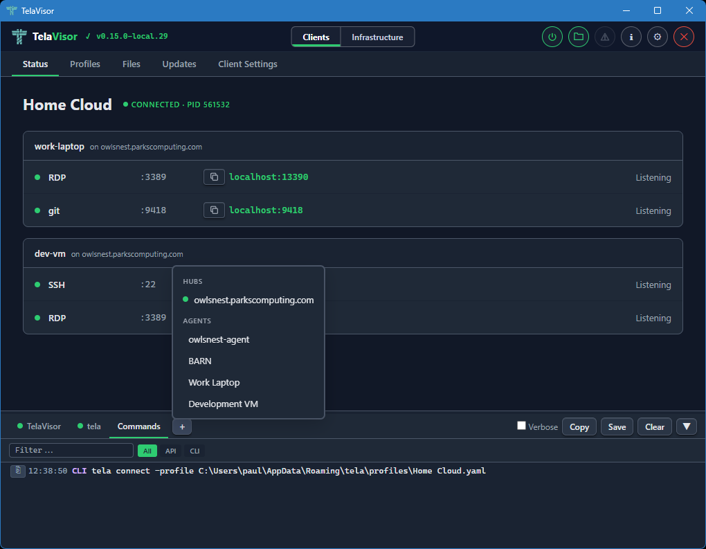 Attach log source popover